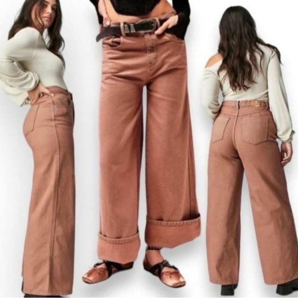 New Free People Crvy Gia High Rise Wide Leg Jeans